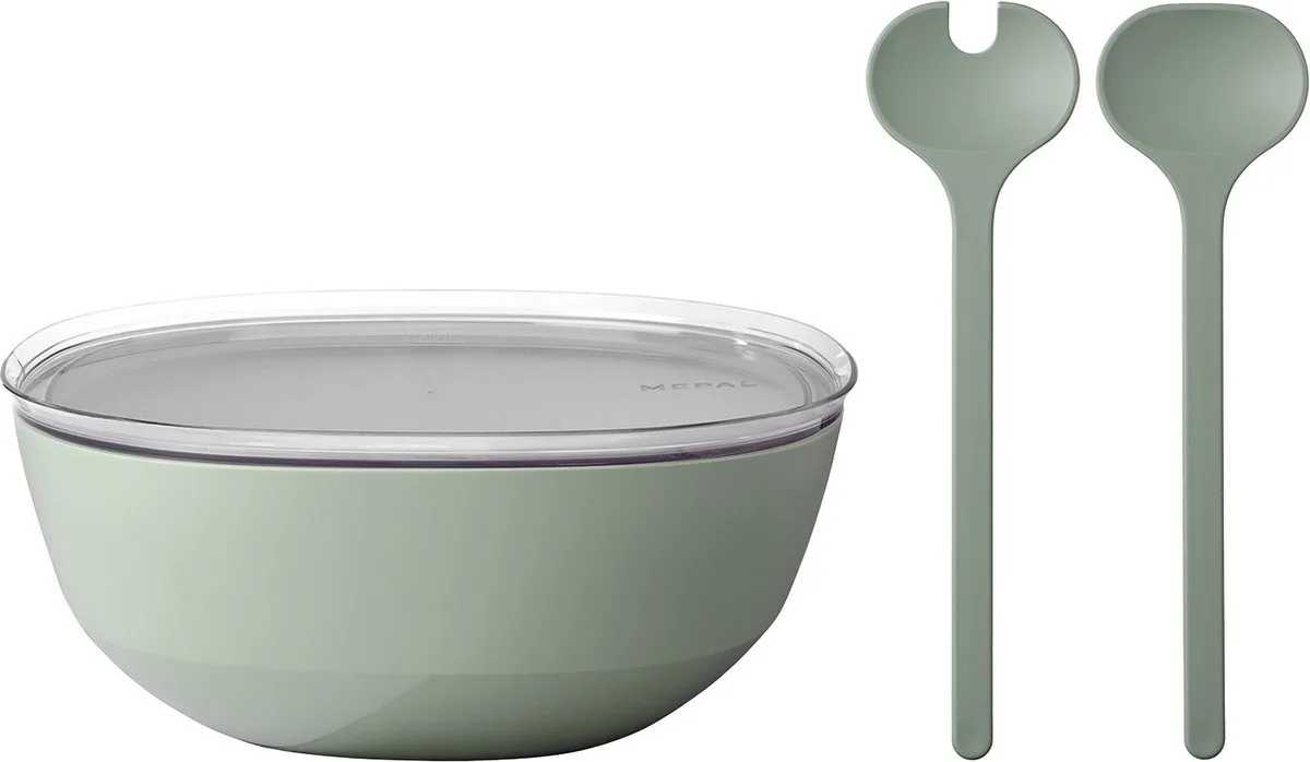 Servierschale mit Deckel & Salatbesteck Silueta 5000 ml van Mepal in Munt – productfoto