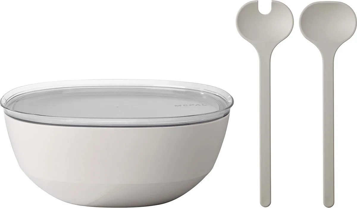 Servierschale mit Deckel & Salatbesteck Silueta 5000 ml van Mepal in Wit-gekleurd – productfoto