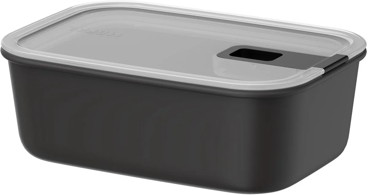 Vershouddoos EasyClip - 1 l - Vershoudbakjes met schuifsluiting - Geschikt voor magnetron. stoomoven. koelkast en vriezer by Mepal in Nordic black – product photo