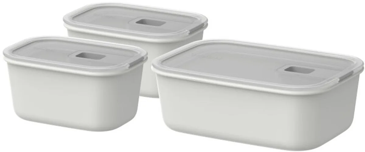 Vershouddoos set EasyClip - 2x 450 + 1000 ml - Vershoudbakjes met schuifsluiting - Geschikt voor magnetron. stoomoven. koelkast en vriezer van Mepal in Nordic white – productfoto