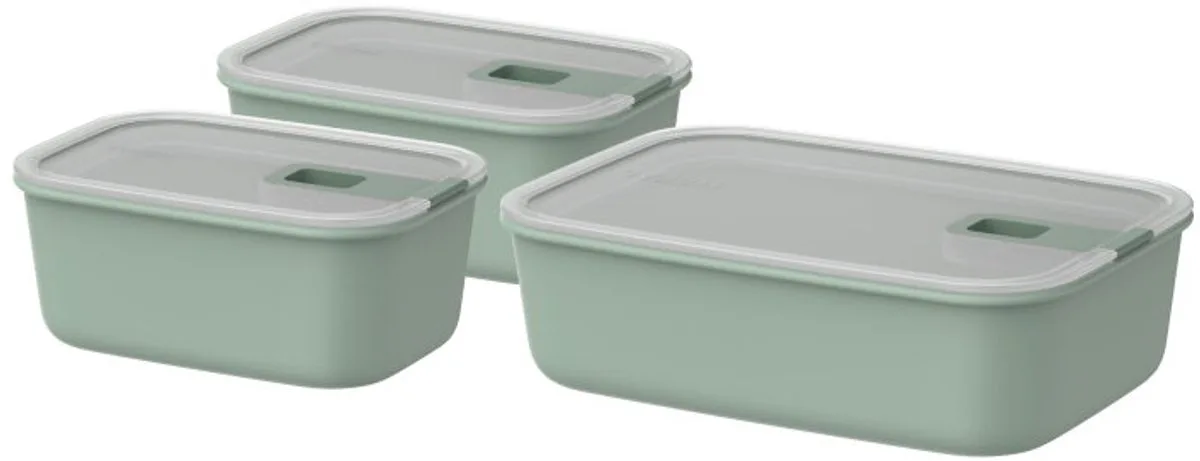 Vershouddoos set EasyClip - 2x 700 + 1500 ml - Vershoudbakjes met schuifsluiting - Geschikt voor magnetron. stoomoven. koelkast en vriezer van Mepal in Nordic sage – productfoto