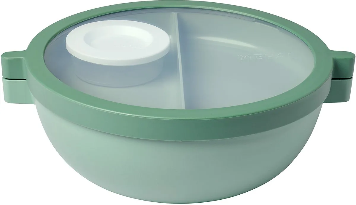 Vita Basic bento lunchbowl - 1.5 l - 4 vakken waarvan 2 uitneembare bakjes - Bento box - Salade lunchbox van Mepal in Nordic sage – productfoto