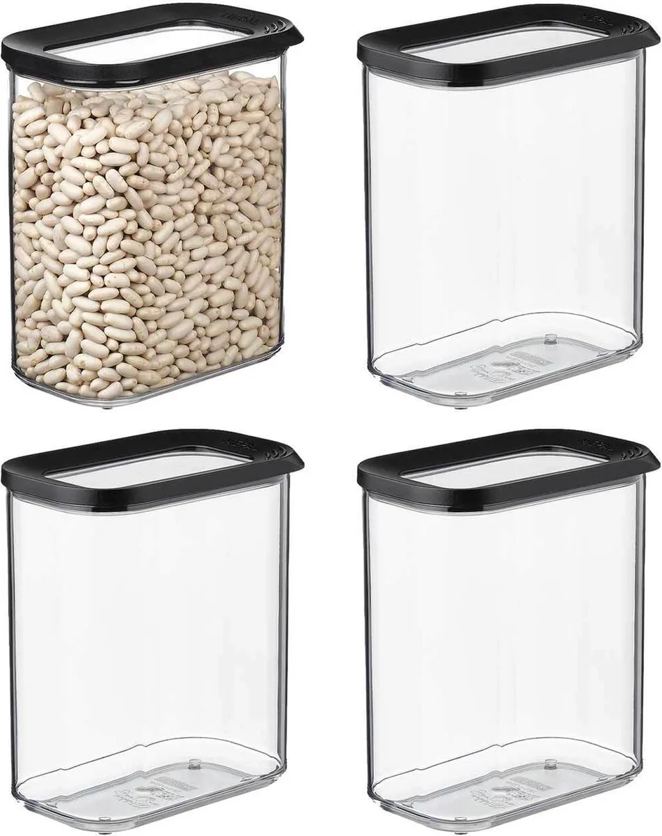 Vorratsdosen Modula 1500 ml Set van 4 van Mepal in Zwart – productfoto