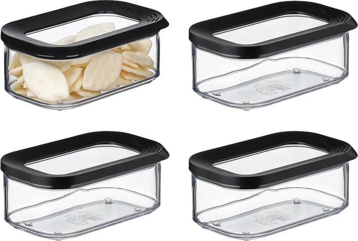 Vorratsdosen Modula 425 ml Set van 4 von Mepal in Schwarz – Produktfoto