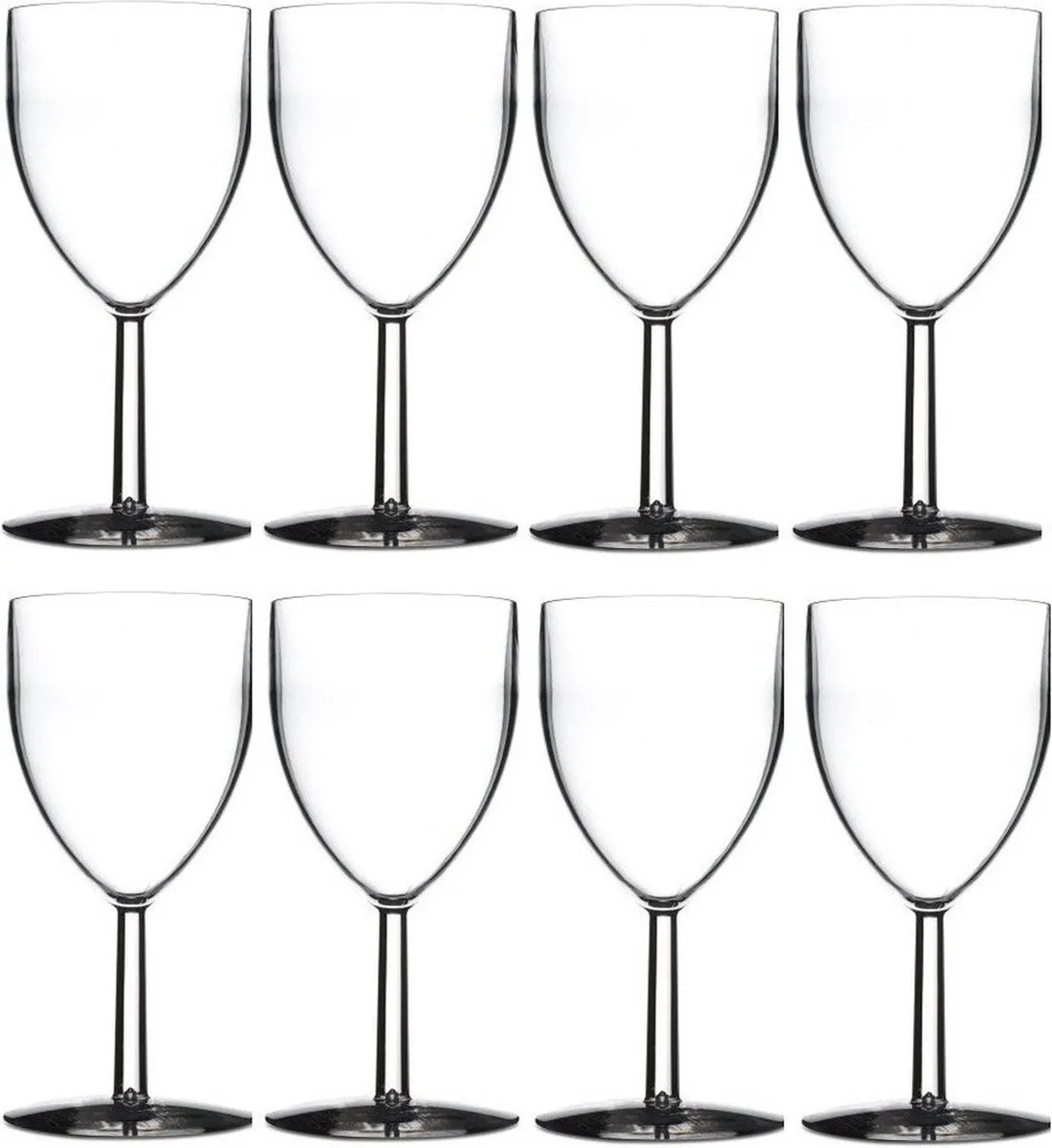 Wijnglazen - 8x - kunststof - 300 ml - 8 x 16 cm - outdoor/camping van Mepal in Transparant – productfoto