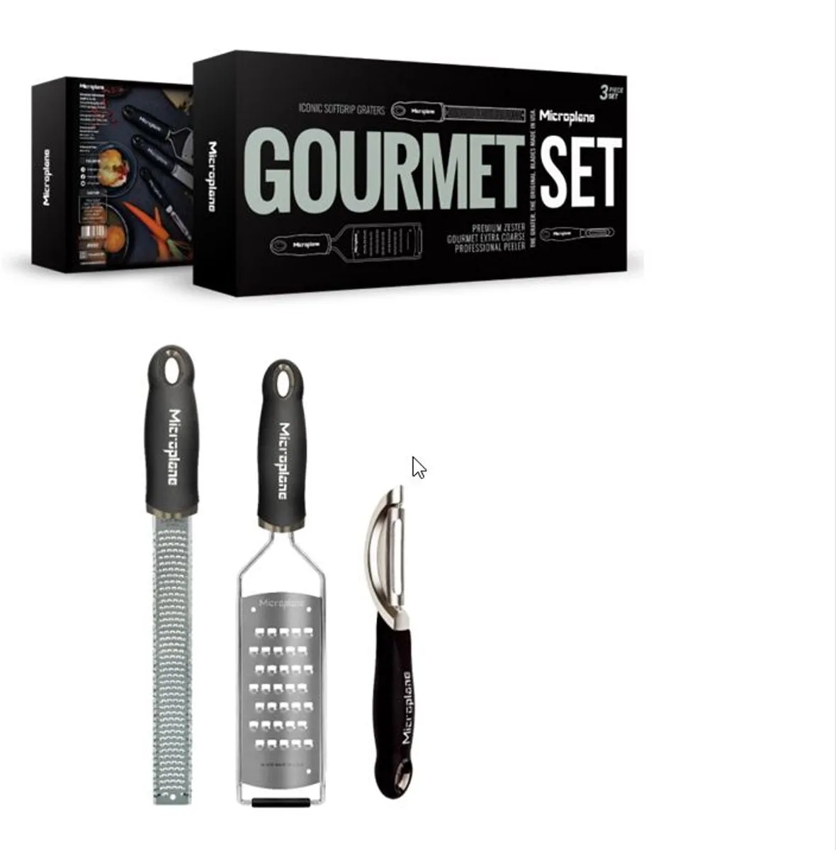 Gourmet Set - 3-delig in Geschenkverpakking van Microplane in Zwart – productfoto