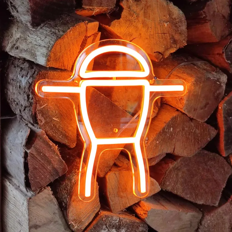 Neon Verlichting Klein – Neonlicht BBQ-logo – 26x26 cm LED Neonlamp voor Buitenkeuken & Mancave by Monolith in Orange – product photo