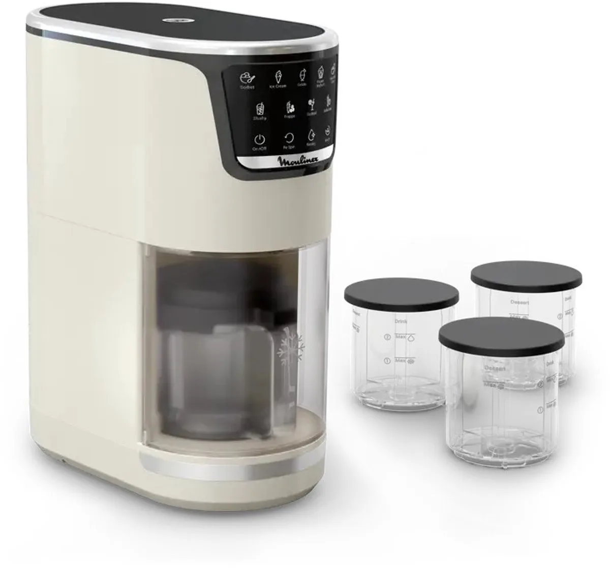 Dolci MJ602AF0 – Ijsmachine - 10-in-1 – 1-Step Perfector – Automatisch spoelprogramma - Inclusief 3 Tritan kommen von Moulinex in Creme – Produktfoto