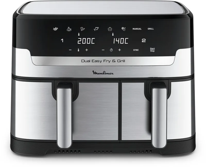 Dual Easy Fry & Grill EZ905D20 - Airfryer - 8,3 L - Stainless Steel de Moulinex en ‎Zwart – photo produit