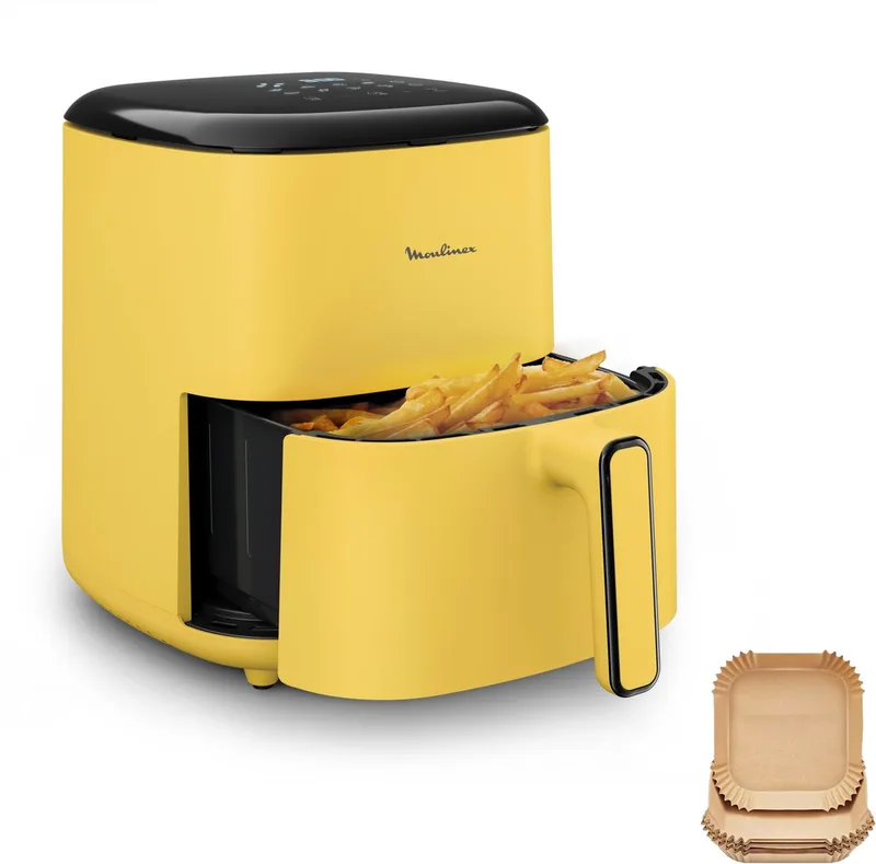 Easy Fry POP EZ2452F0 – Airfryer 5L – Voor 6 personen – 10 automatische programma’s – Energiezuinig – Hetelucht friteuse von Moulinex in Gelb – Produktfoto