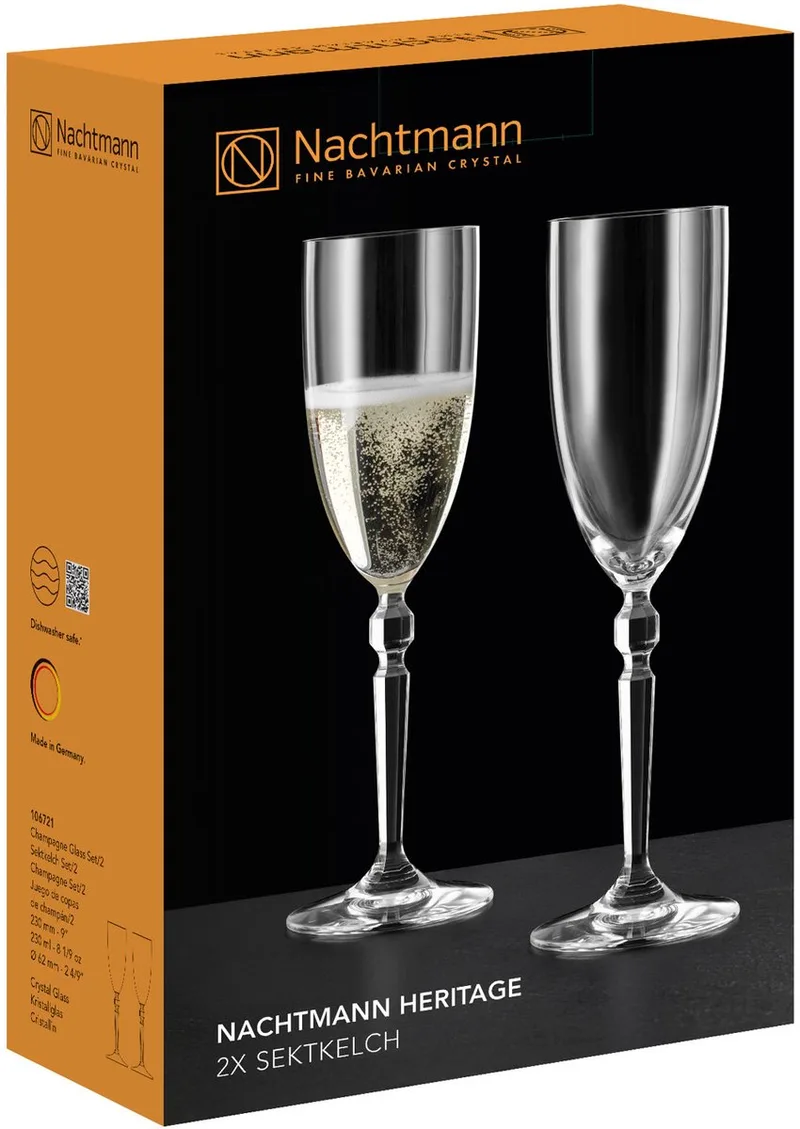 Heritage champagneglas, set van 2, champagneglas, kristalglas, 230 ml, 106721 de Nachtmann en Transparent – photo produit