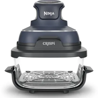 CRISPi 4-in-1 compact glazen kooksysteem - Airfryer, Roast, Recrisp, Keep Warm - Inclusief twee glazen schalen van 3.8L en 1.4L en bijpassende deksels - 2 Crisper-Plates - FN101EUGY