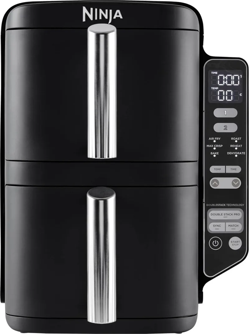 Double Stack Airfryer XXL - 7.6 Liter - Dubbele Gestapelde Lades - 6 Programma's - Inclusief 2 Kookrekjes - SL300EU van Ninja in Zwart – productfoto