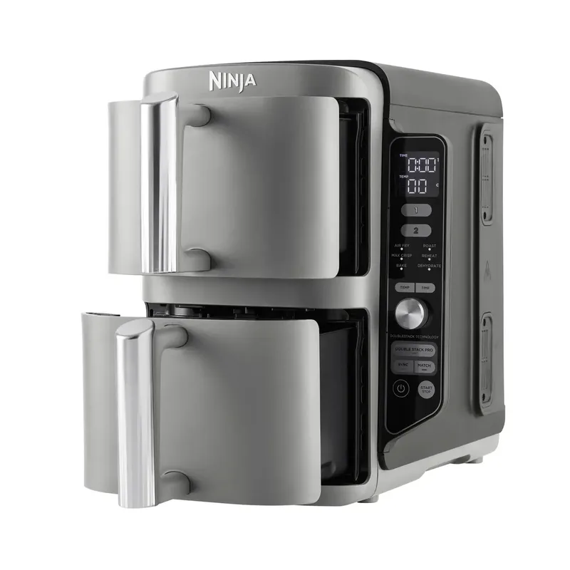 Double Stack Airfryer XXL - 9.5 Liter - Dubbele Gestapelde Lades - 6 Programma's - Inclusief Kookrekjes - SL400EU de Ninja en Gris – photo produit 2 sur 3