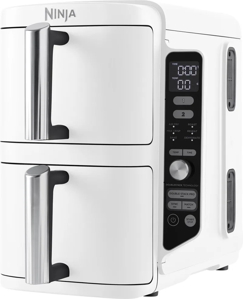 Double Stack Airfryer XXL - 9.5 Liter - Dubbele Gestapelde Lades - 6 Programma's - Inclusief Kookrekjes - SL400EUWH van Ninja in Wit – productfoto