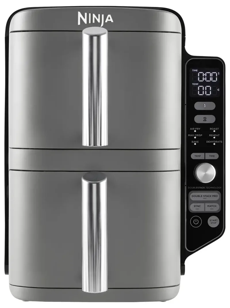 Double Stack Airfryer XXL - 9.5 Liter - Dubbele Gestapelde Lades - 6 Programma's - Inclusief Kookrekjes - SL400EU de Ninja en Gris – photo produit 3 sur 3