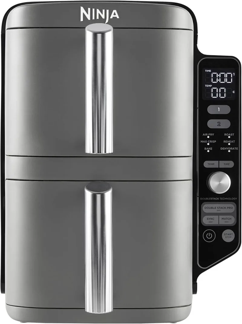 Double Stack Airfryer XXL - 9.5 Liter - Dubbele Gestapelde Lades - 6 Programma's - Inclusief Kookrekjes - SL400EU de Ninja en Gris – photo produit 1 sur 3