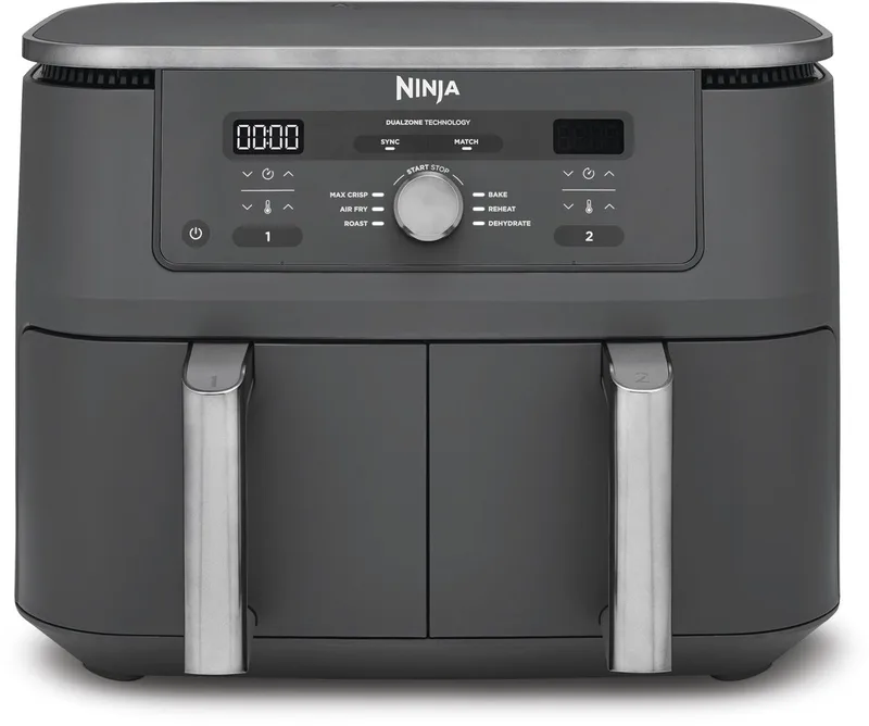 Dubbele Airfryer XXL - 9.5 L - Nieuw 2026 Model - 40 tot 240 Graden - 2470 W Vermogen - Dual Zone Technologie - DZ400EU by Ninja in Donker zwart – product photo