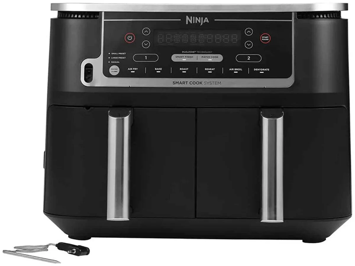 Dubbele Airfryer XXL - Twee Kookvakken - 9.5 Liter - Digitale Thermometer - 2470 Watt - Dual Zone Technologie - AF451EU de Ninja en Inclusief Digitale Thermometer – photo produit