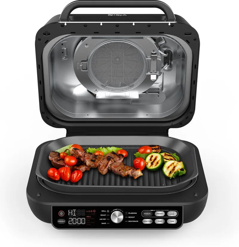 Foodi AG651EU Pro - Multifunctionele Grill en Airfryer - 7 Kookfuncties - Inclusief Extra Plancha Grillplaat en Braadthermometer by Ninja in Black – product photo