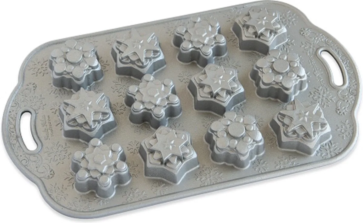 Bakvorm "Frosty Flakes Cakelet Pan" van Nordic Ware in Zilver – productfoto