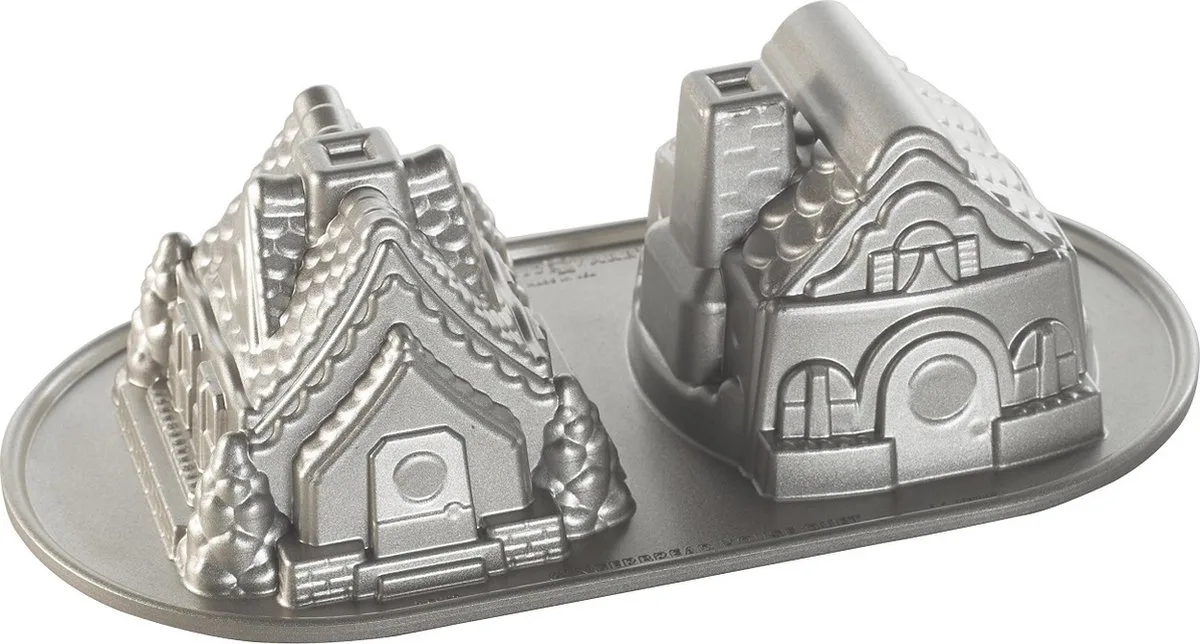 Bakvorm "Gingerbread House Duet Pan" van Nordic Ware in Zilver – productfoto