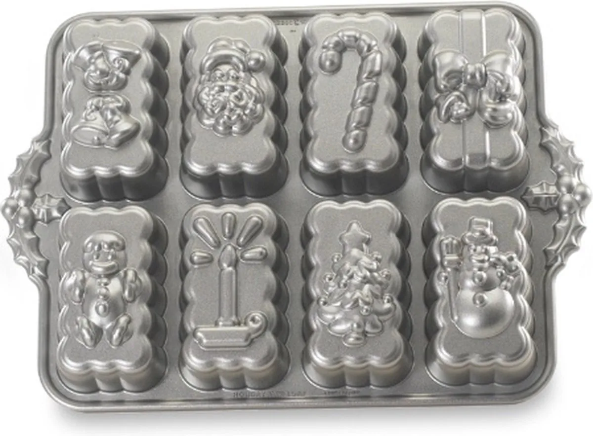 Bakvorm "Holiday Mini Loaf Pan" van Nordic Ware in Zilver – productfoto