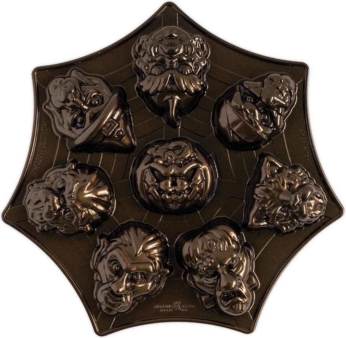 Bakvorm "Monster mask cakelette pan" van Nordic Ware in Brons – productfoto