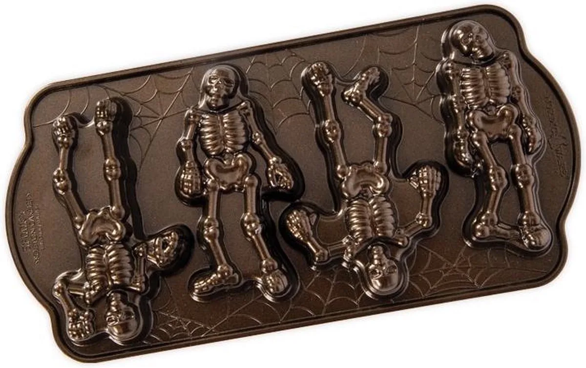 Bakvorm "Spooky Skeleton Cakelet Pan" från Nordic Ware i Brons – produktbild