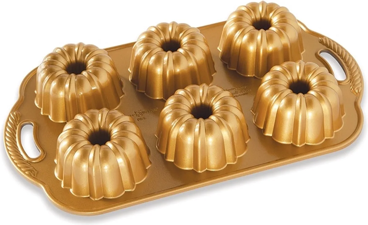 Tulband Bakvorm "Anniversary Bundtlette pan" van Nordic Ware in Goud – productfoto