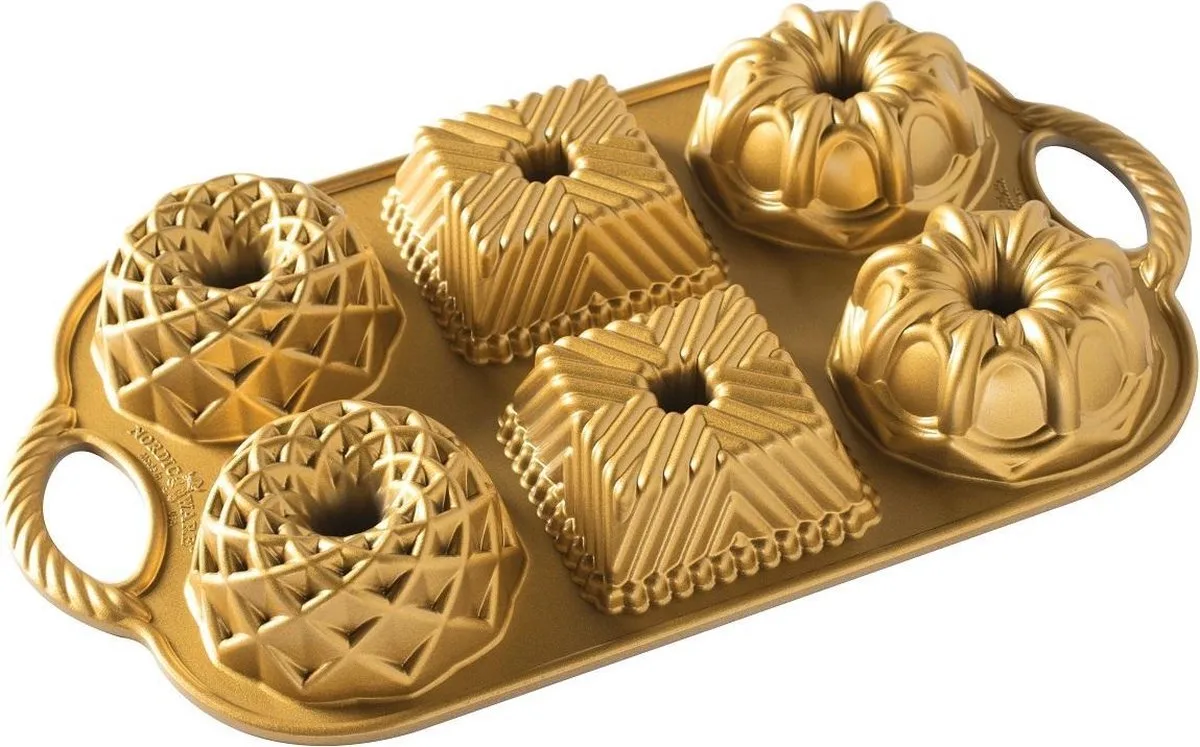 Tulband Bakvorm "Geo Bundtlette Pan" de Nordic Ware en Or – photo produit