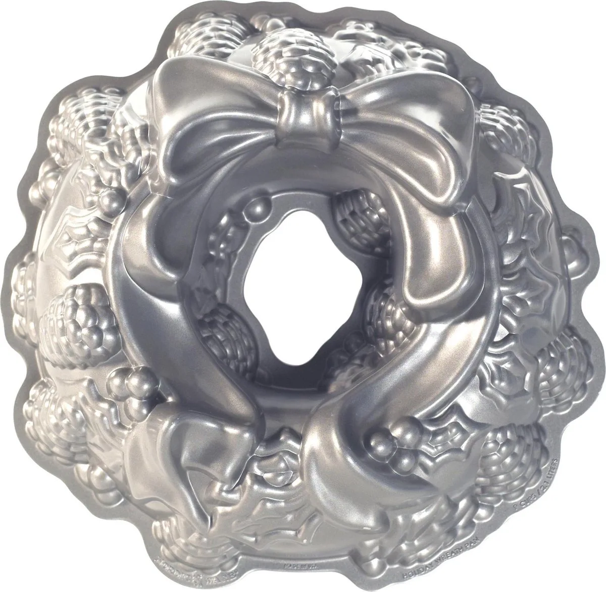 Tulband Bakvorm "Holiday Wreath Bundt Pan" van Nordic Ware in Zilver – productfoto