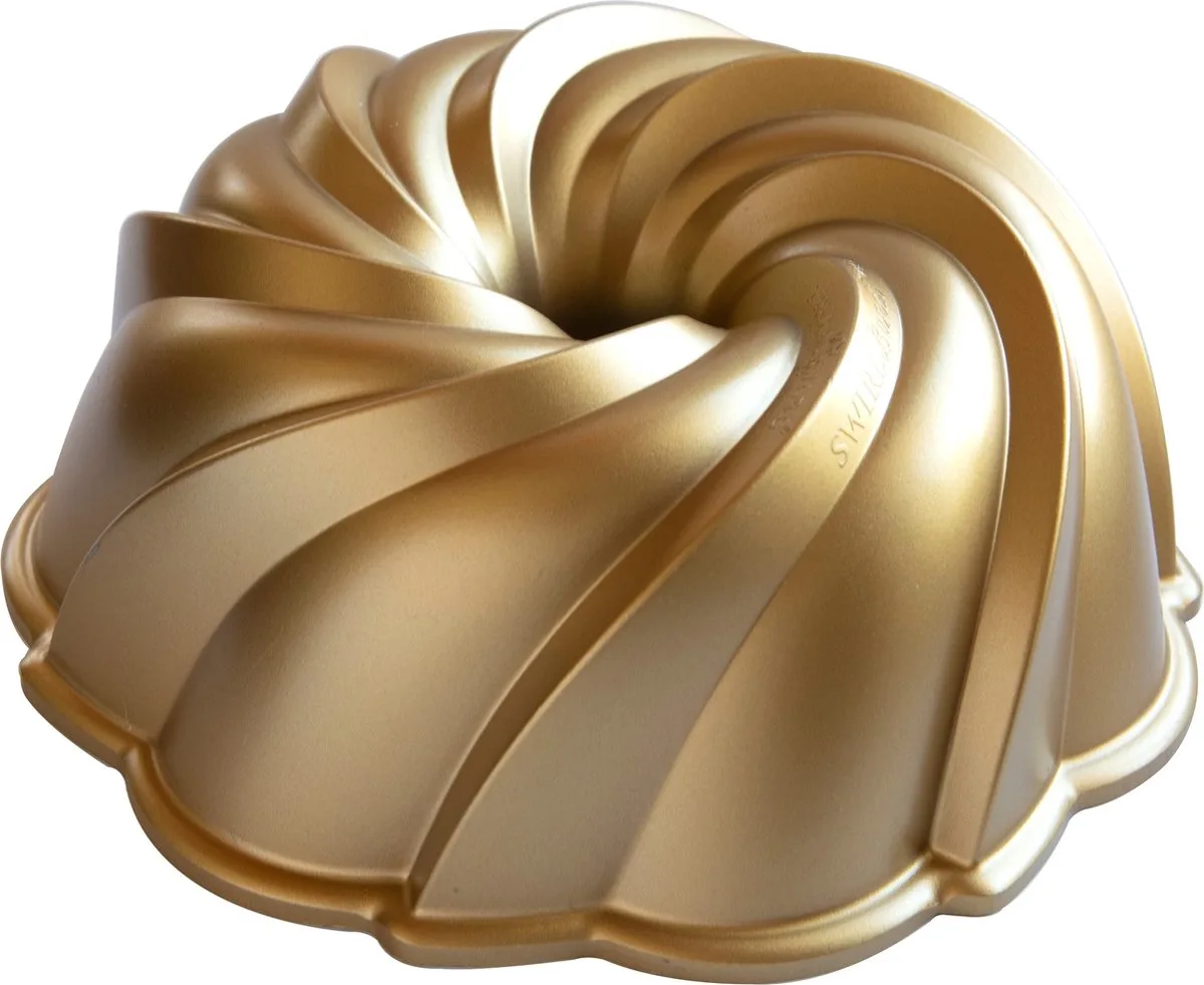 Tulband Bakvorm "Swirl Bundt Pan" fra Nordic Ware i Guld – produktbillede