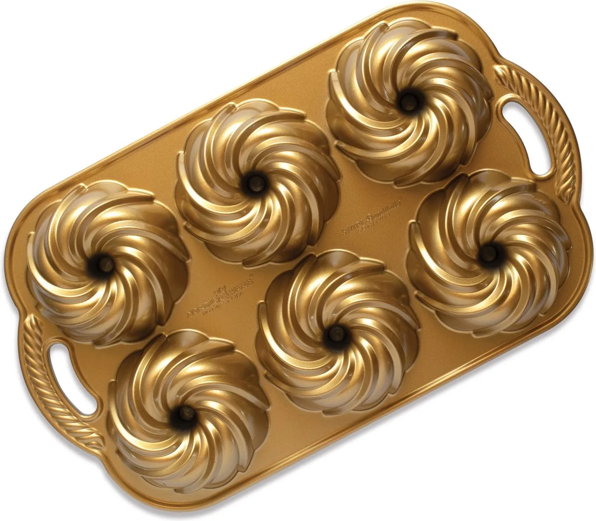 Tulband Bakvorm "Swirl Bundtlette Pan" van Nordic Ware in Goud – productfoto