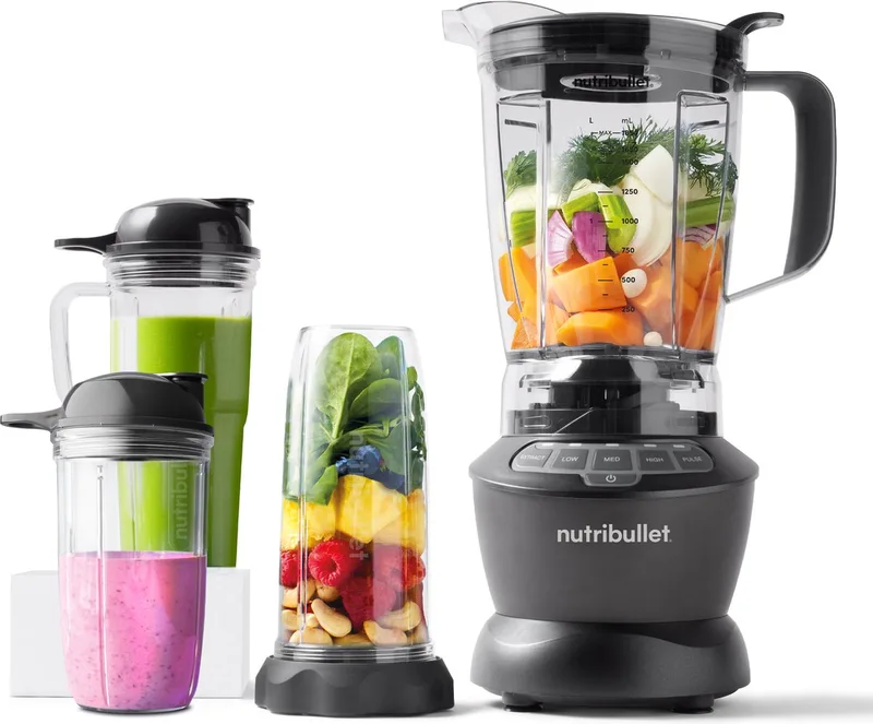 Combo Blender - Voor warme & koude bereidingen - Automatische Uitschakeling - 1200W - Power Blender - Soepmaker - 3 Drinkbekers en Pitcher - Grijs by NutriBullet in Dark grey – product photo