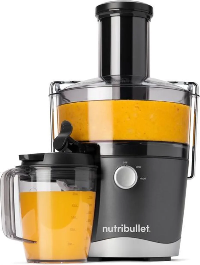 Juicer - 800 ml kan - Sapcentrifuge - 800 Watt - Brede invoertrechter - Handige Sapkan, Schoonmaakborstel en Stamper by NutriBullet in Grey – product photo