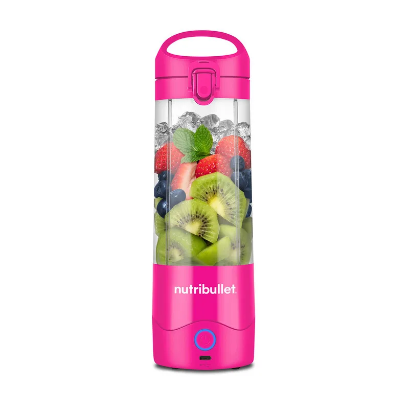 Portable 475 ml personal blender - roze - oplaadbare batterij - USB-C-opladen - 20 minuten gebruiksduur - voor smoothies onderweg van NutriBullet – productfoto