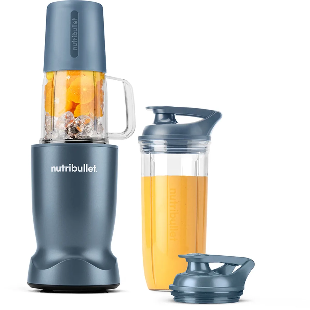 Turbo - Blender - Smoothie Maker - 1000 Watt - 7-delige Set - 900 ml & 700 ml Drinkbeker - 2 To-Go Deksels van NutriBullet in Blauw – productfoto