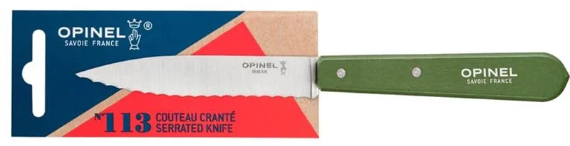 Gekarteld Schilmes N°113 - Robuust Mes met Microvertanding - Kaki by Opinel in Khakki – product photo