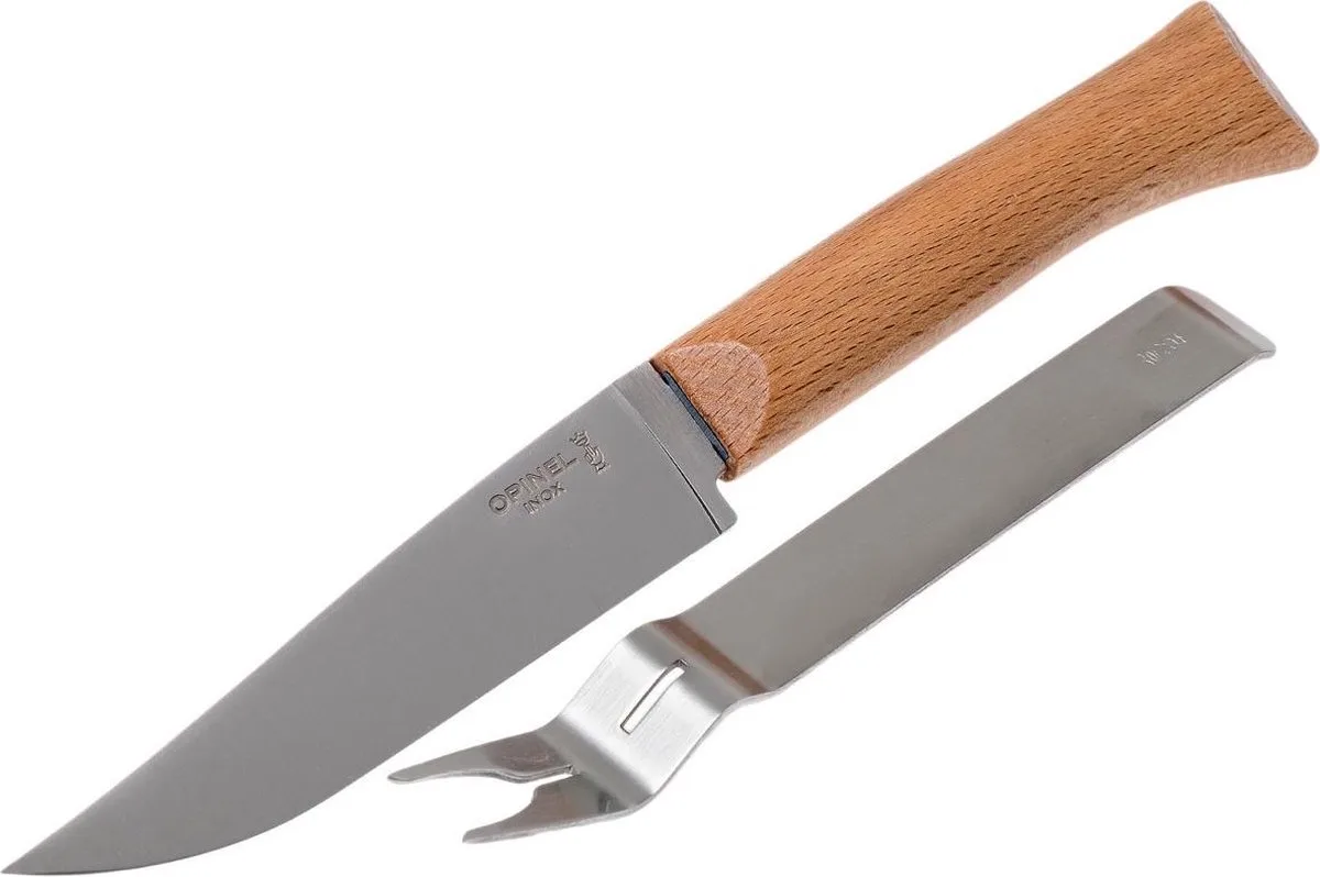 Kaasmes met vork - 2-delige set van Opinel in Naturel. Gelakt beukenhout – productfoto