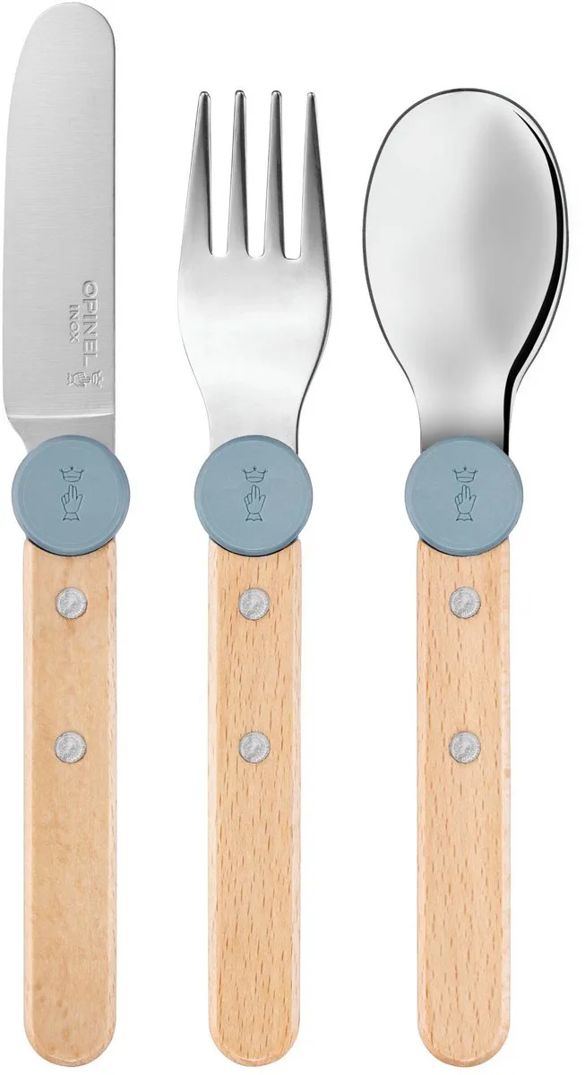 Le Petit Gourmet Bestekset – 3-delig – Hout/RVS von Opinel in Blau – Produktfoto