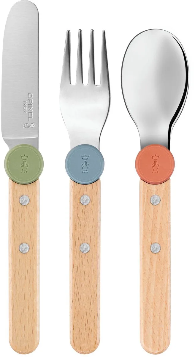 Le Petit Gourmet Bestekset – 3-delig – Hout/RVS von Opinel in Mehrfarbig – Produktfoto
