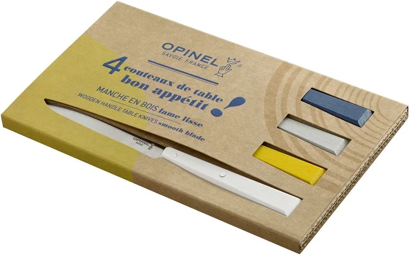N°125 Bon Appétit Celeste Tafelmessenset - 4-delig - Multicolor - Beukenhout - RVS - Bestek - Steakmes by Opinel in Céleste – product photo