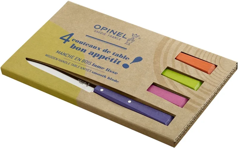 N°125 Bon Appétit Tafelmessenset - 4-delig - Multicolor - Beukenhout - RVS - Bestek - Steakmes by Opinel in Pop – product photo