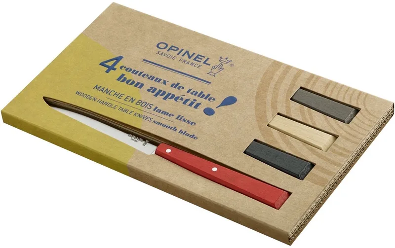 N°125 Bon Appétit Tafelmessenset - 4-delig - Multicolor - Beukenhout - RVS - Bestek - Steakmes by Opinel in Loft – product photo