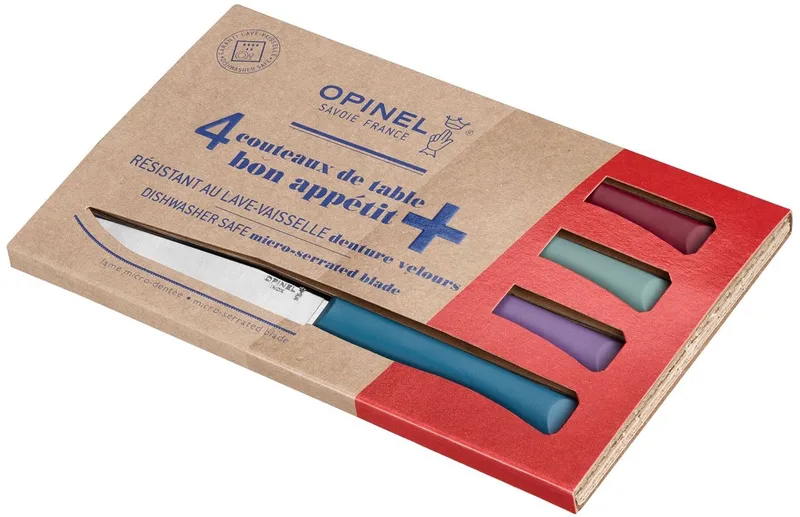 N°125 Bon Appétit+ Tafelmessenset - 4-delig - Multicolor - Microkarteling - RVS - Steakmes de Opinel en Glam – photo produit