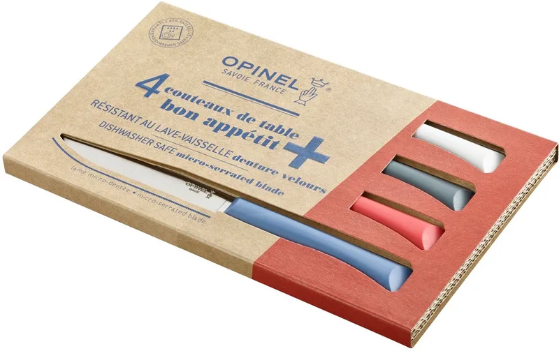 N°125 Bon Appétit+ Tafelmessenset - 4-delig - Multicolor - Microkarteling - RVS - Steakmes by Opinel in Primo – product photo