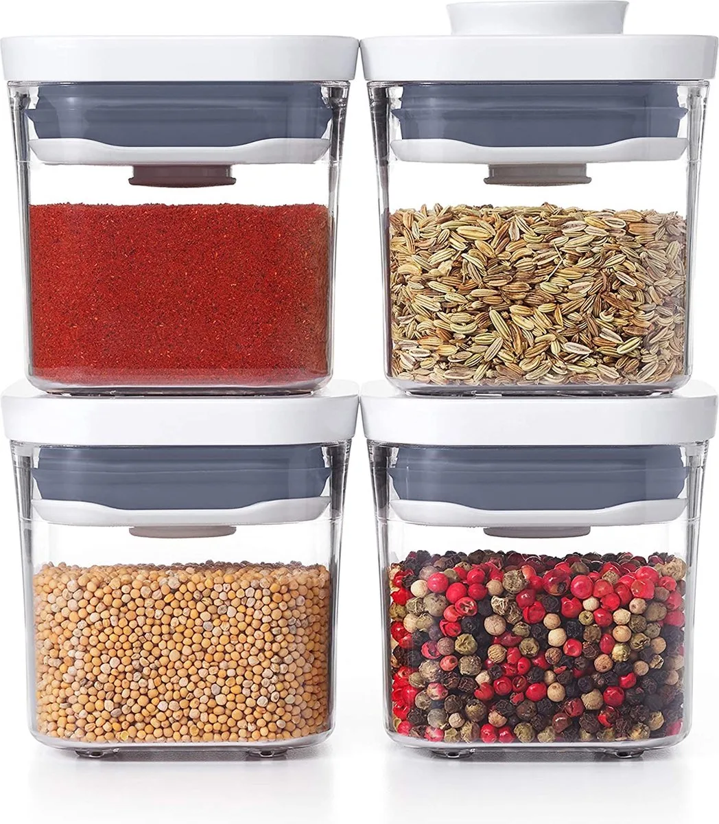 POP Voorraadbus 2.0 Mini vierkant - Mini - Set van 4 stuks van OXO in Transparant – productfoto