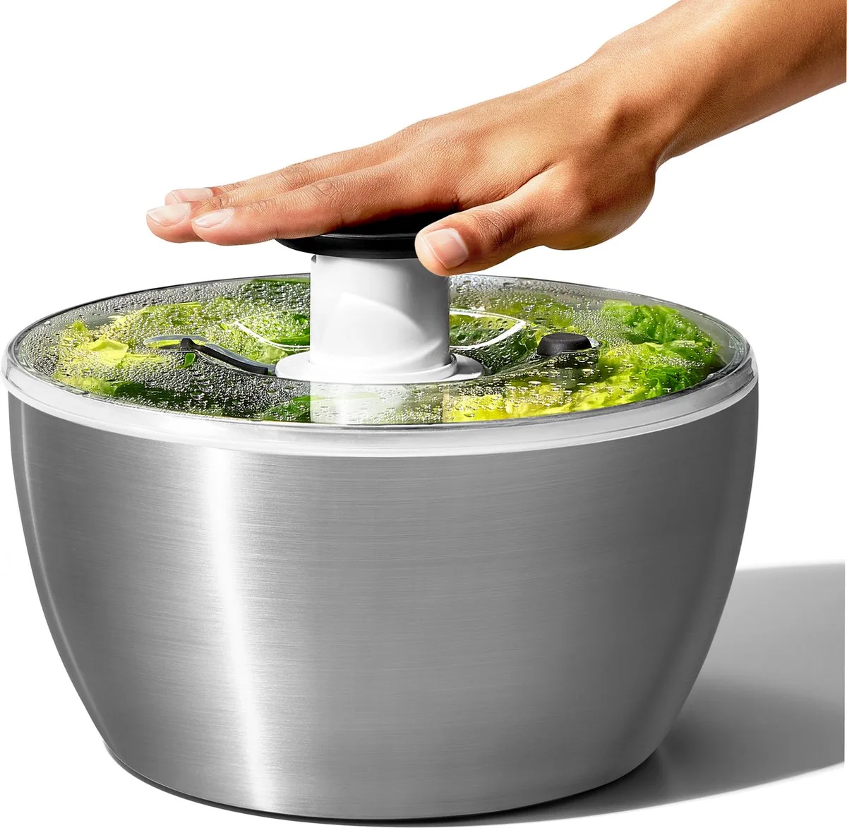 Slacentrifuge - SteeL - Met handige drukknop de OXO en Argent – photo produit