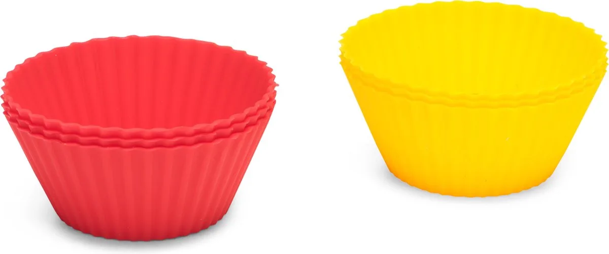 Bakvorm Cupcake 14 X 4 Cm Siliconen 6-delig van Patisse in Rood, Geel – productfoto